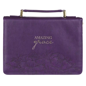 Bible Cover-Amazing Grace-Purple Floral Faux Leather Fashion-Medium - Picture 1 of 1