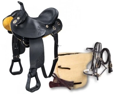 Australian Outback Saddle - Saddle Only or Pkg - Black or Dark Oil - 17" or 18" - Image 1 of 4