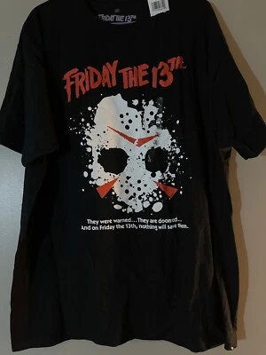 Halloween Men-s T-shirt Friday The 13th Jason Voorhees Size 2XL Black New Foto 1 de 2