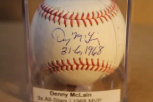 DENNY McLAIN. SIGNED BASEBALL - Picture 1 of 2