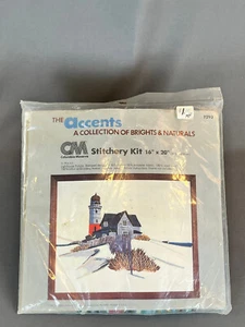 NOS LIGHTHOUSE PICTURE CM Columbia Minerva Stitchery Kit #7293 16" x 20" - Picture 1 of 7