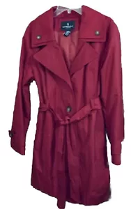 LONDON FOG Burgundy HOODED Lined TRENCH Rain COAT Raincoat Women’s - XL - Picture 1 of 6