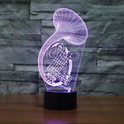 3D Lamp LED Night Light Gift Room Decor French Horn Model 7 Colours Changing
