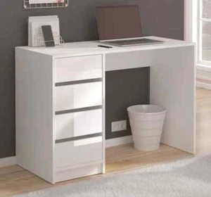 Schreibtisch in weiß Hochglanz mit 4 Schubladen Computertisch Emma 110 cm - Bild 1 von 4