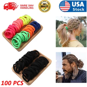 Lots 100PCS Think Hair Ties Small Seamless Hair Bands Elastic Ponytail Holders - Picture 1 of 13