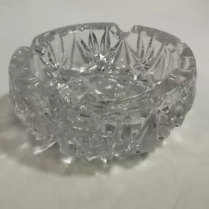 Plato baratija redondo de vidrio de corte grueso cenicero 5,75"" de diámetro x 2,25"" OldGnu - Imagen 1 de 16