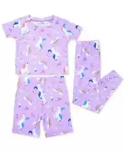Roudelain Toddler Girls 3-Pc. Pajama Set - Frolic Unicorns Crocus Petal - 4T - Picture 1 of 1