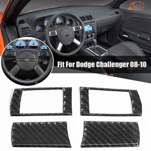 Steering Wheel Button Cover Trim Set For Dodge Challenger 2008-2010 Carbon Fiber - Foto 1 di 11