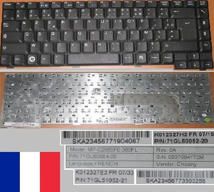 Tastiera AZERTY Francese Fujitsu Amilo Pa1510 MP-02686F0-360FL K012327E3 Nuovo - Immagine 1 di 1