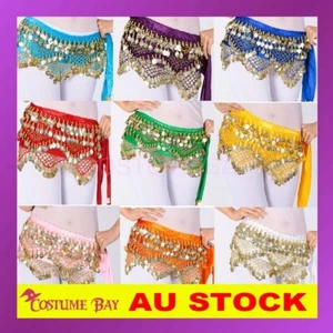 268 Coins Velvet Belly Dance Dancing Belt Hip Scarf Wrap Tribal Sash Skirt AU - Bild 1 von 14