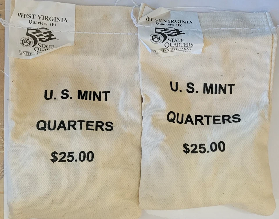2005 West Virginia P&D States Quarters Mint Sewn Bag Total 200 Coins - Image 1 of 1
