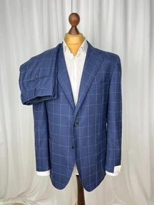 NWT RAFFAELE CARUSO Windowpane Half-Lined 2-Piece Mohair\Wool Suit 46US\56IT - Picture 1 of 15