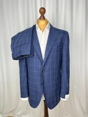 NWT RAFFAELE CARUSO Windowpane Half-Lined 2-Piece MohairWool Suit 46US56IT - Image 1 of 4