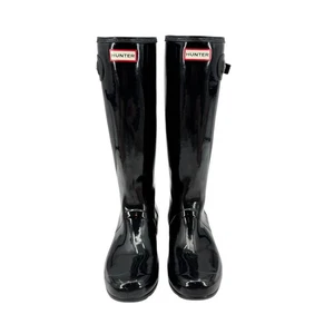 Hunter Women's 11 Original Tall Black Gloss Pull On Outdoor Rain Boots Gorpcore - Picture 1 of 10