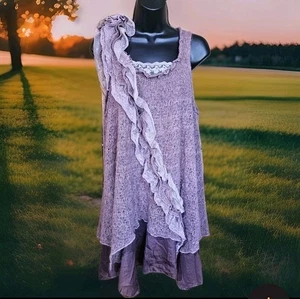 Pretty Angel Ladies XL Tunic Purple Sweater Layered Sleeveless Ruffle READ - Picture 1 of 12