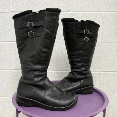 KEEN Womens Boots Size 8.5 Black Bern Baby Tall Riding Leather Zipper Sherpa - Image 1 of 4