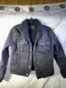 Lucky Brand Damen Sherpa gefütterte Denim Trucker Jacke Größe XS schwarz - Bild 1 von 12
