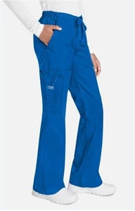 CHEROKEE AUTHENTIC WORKWEAR Womens Royal Blue Drawstring Stretch Scrub Pant Sz M - Picture 1 of 11