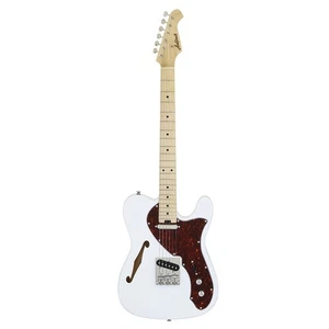 Aria 615-TL Series Semi-Hollow Electric Guitar in White Gloss - Picture 1 of 3