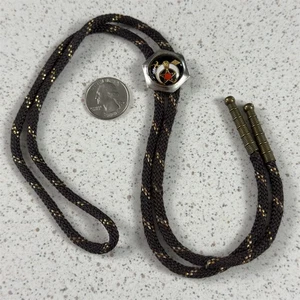 Vintage Masonic Shriners Scimitar Crescent Star Emblem Metal Slide Bolo Neck Tie - Picture 1 of 5