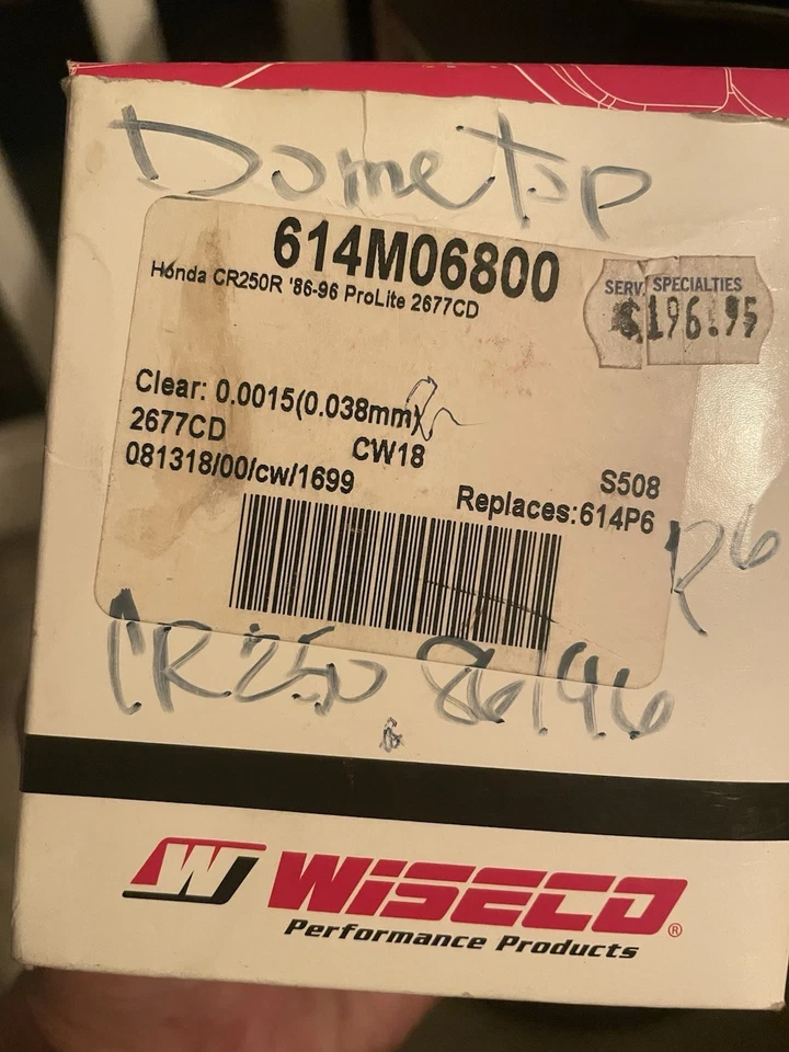 Wiseco 614M06800 活塞套件 – 本田 CR250R (1986–1996) – Pro-Lite 68 Mm 圆顶顶(Dome Top) — 第 1/1 张图片