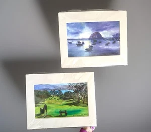 Set of Two Watercolor Prints Signed. Matted Pair California Coastal Sea 8 X 10 - Picture 1 of 9
