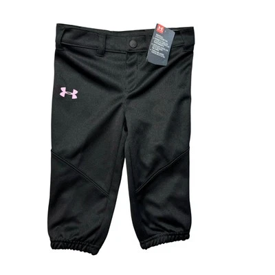 Pantalones de Softbol Under Armour Niñas 4 Negro Rosa Logo Béisbol Atléticos Nuevos con Etiquetas NUEVO Foto 1 de 4