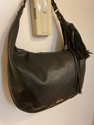 Bolso de hombro Hobo con tachuelas doradas de cuero negro para mujer Rebecca Minkoff Foto 1 de 4