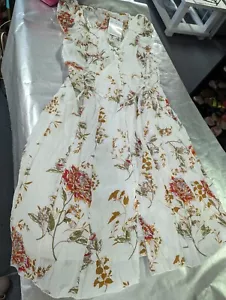H Kings Road L flower summer flowy dress button front tie & ruffle accents NWT - Picture 1 of 8