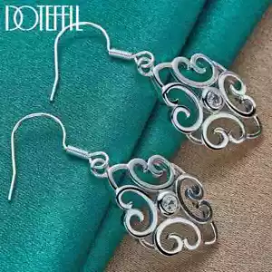 DOTEFFIL Argento Sterling 925 Modello Cavo AAA Orecchini Zircone Ciondolo Gioielli - Foto 1 di 6