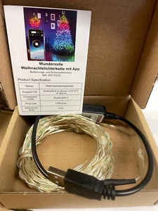 100 LED Lichterkette USB IP65 mit APP Steuerung  - 8574-W - Bild 1 von 5