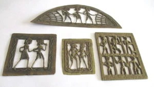 BRASS DAKORA TRIBAL ART LOT OF FOUR WALL DECORATION - Picture 1 of 8