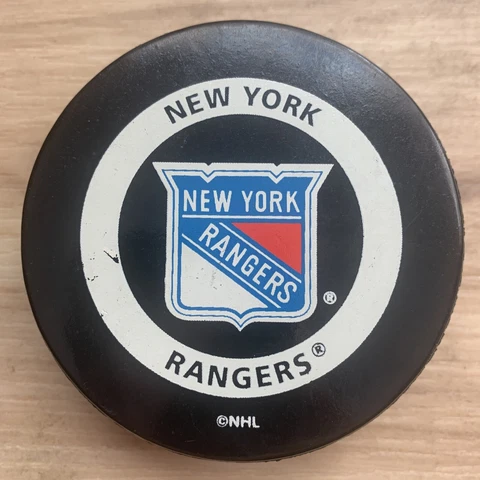 NEW YORK RANGERS NHL OFFICIAL GAME HOCKEY PUCK 1996-98 Orange Ring Reverse Cover