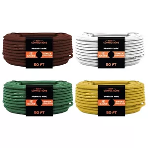 12 Gauge Car Audio Primary Wire (50ft–4 Rolls)– Remote, Power/Ground Electrical - Picture 1 of 9