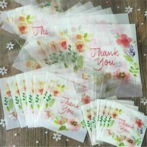 100pack Thank You Cellophane Sweet Bags Self Adhesive Cookie Candy Gift Bag