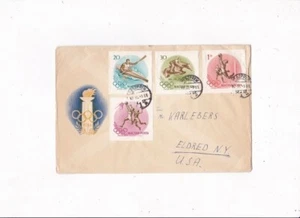 De colección. FUNDA POSTAL OLÍMPICA MAGYAR POST A ELDRED, N. Y. Estampillas mundiales 1956 - Imagen 1 de 2