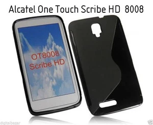 TPU gel silicone case cover S-line black for Alcatel One Touch Scribe HD 8008 - Picture 1 of 1