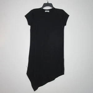 Balenciaga Women's Short Sleeve A Point Hemline Black Tee Shirt Midi Dress S B33 - Picture 1 of 16