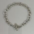 925 Sterling Silver Chain Toggle Bracelet 7.25” Jewelry