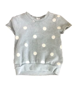 Gap Short Sleeve Gray Polka Dot Sweatshirt Size 5 (A6) - Picture 1 of 2