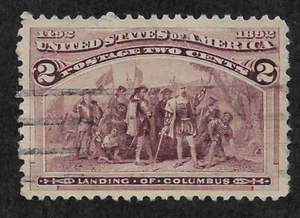 US # 231 (1893) 2c Landing of Columbus - Used - XF - Picture 1 of 2