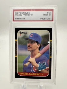 1987 DONRUSS #43 RAFAEL PALMEIRO RC RATED ROOKIE CUBS PSA 9 - Picture 1 of 3