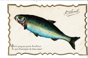 CPA- Carte Postale avec un léger relief -France-1er Avril: Petit Poisson Porte b - Picture 1 of 2