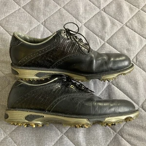 FootJoy Dryjoys Tour Men’s 9.5 M Black Leather/ Faux Croc Golf Shoes Opti Flex 2 - Picture 1 of 10
