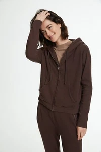 Bandier x Sincerely Jules The Juniper Zip Up, Chocolate Brown SZ M - Picture 1 of 10