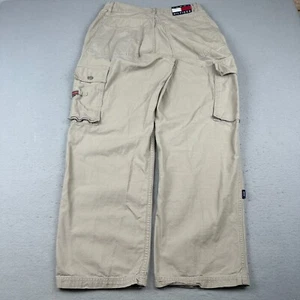 Pantaloni Tommy Hilfiger vintage uomo 32x30 marrone Y2K barile carpentiere cargo paracadute - Foto 1 di 20