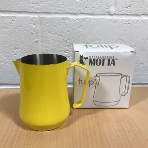 Motta Tulip 50cl Yellow Milk Froth Pitcher Jug Stainless - Made In Italy (4250) - Picture 1 of 6