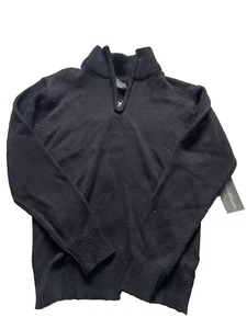 Eddie Bauer School Boys 3/4 Zip Sweater Size M 10/12 Black Long Sleeve - T - Picture 1 of 5