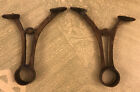 2 Old Brass Foot Leg Rail Hand Bar Brackets 8-1/2”