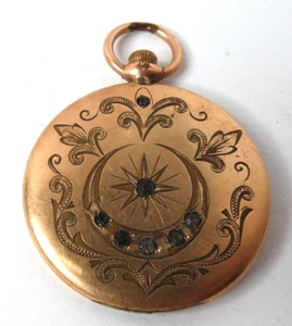 ANTIGUO COLGANTE MUJER ORO RELLENO CON PIEDRAS MEDALLÓN GRABADO 35MM DIÁMETRO - Imagen 1 de 6